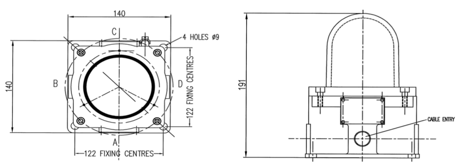 Explosion Proof Xenon Beacon - Drawing